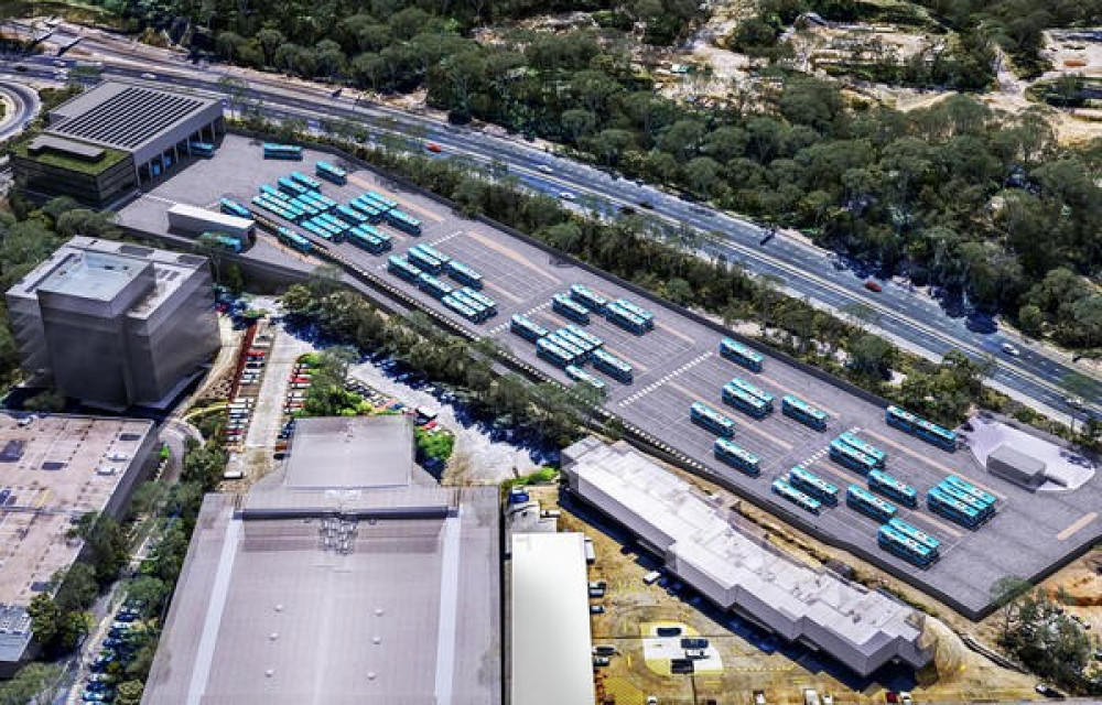 Artist impression of northern Sydney’s first electric bus depot to be delivered by Fulton Hogan for Transport for NSW