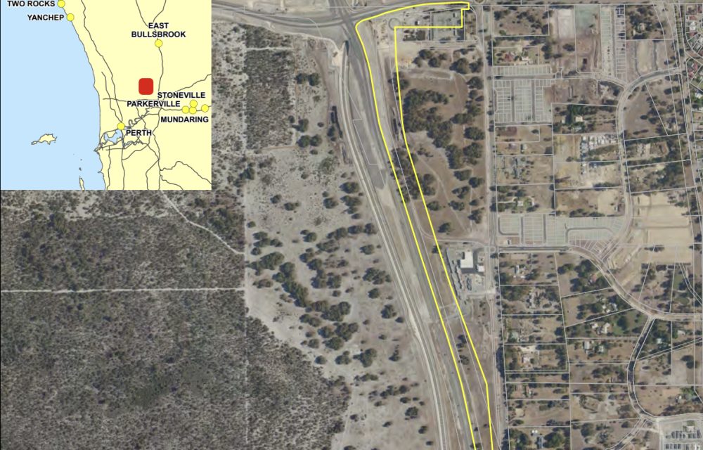 Proposed 4 km transmission line corridor along Drumpellier Drive showing project area, disturbance footprint and infrastructure context in the City of Swan.