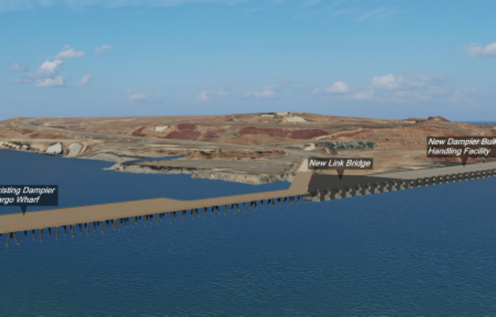 Construction works planned for a new link bridge connecting existing port infrastructure to a bulk handling facility in the Pilbara region.